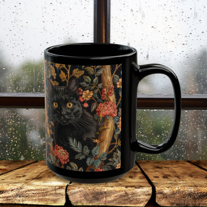 Gothic Black Cat Mug - Cozy Coffee Cup for Cat Lovers, Stylish Drinkware for Home, Unique Gift for Halloween, Floral Cat Design, [...]