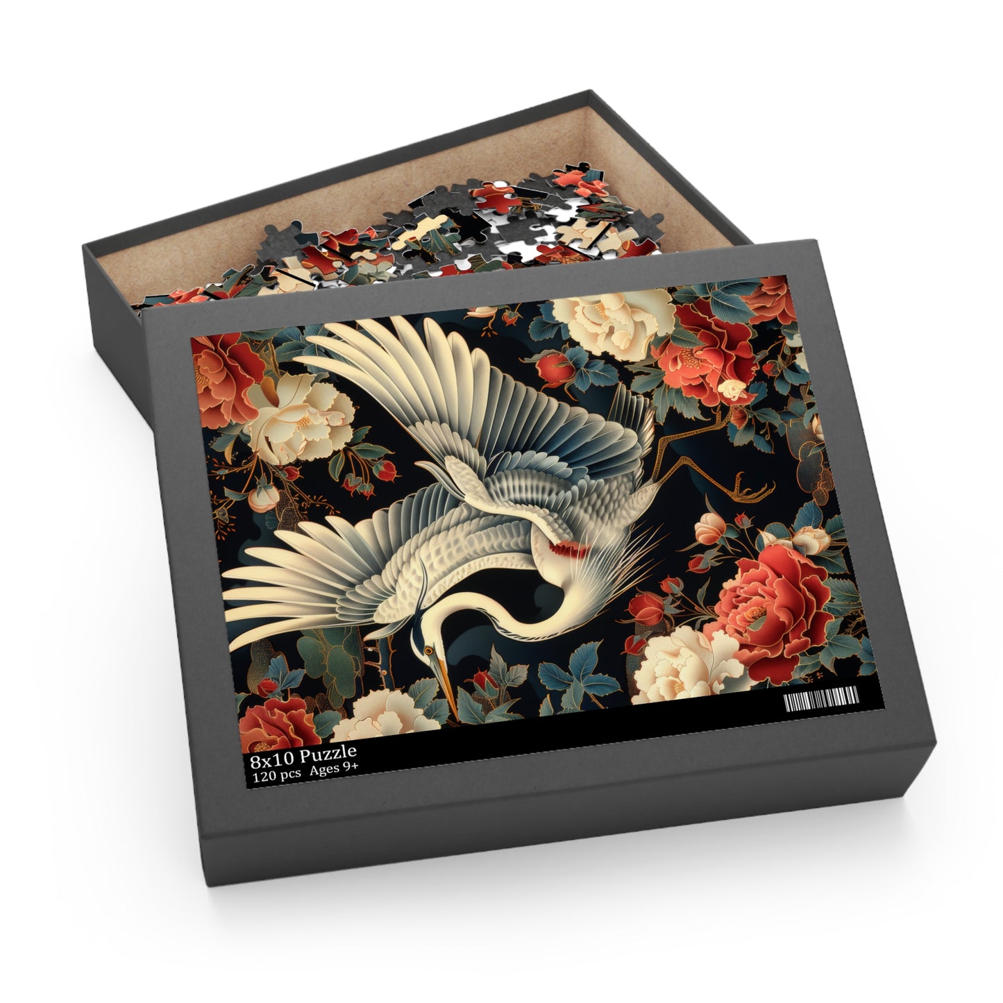 Flying Heron Vietnamese Art Style Jigsaw Puzzle (120, 252, 500-Piece) Family Jigsaw Puzzle, Puzzle Box Gift
