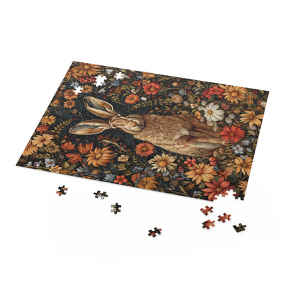 Hare With Winter Floral Botanicals Jigsaw Puzzle Box Gift (120 252 500-Piece) Family Gift Box Puzzle, Holiday Puzzle Game