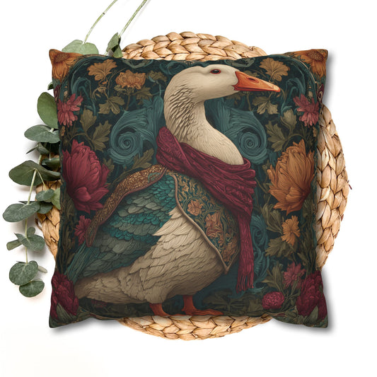 Goose Pillowcase: William Morris Inspired Floral Cottagecore Cushion