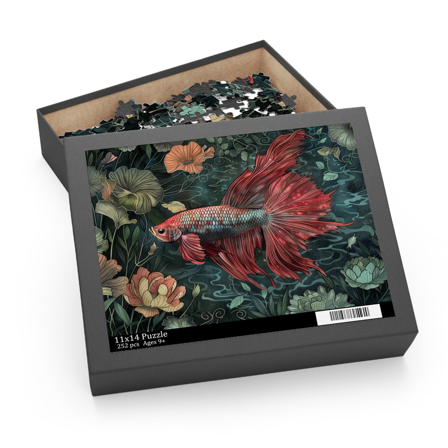 The Siamese Fighting Fish, William Morris Art Inspired (120, 252, 500-Piece) Adult Jigsaw Puzzle, Gift Him Her