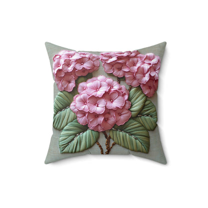Pink Hydrangea Pillow Cover: Botanical Floral Accent, Double Sided Print
