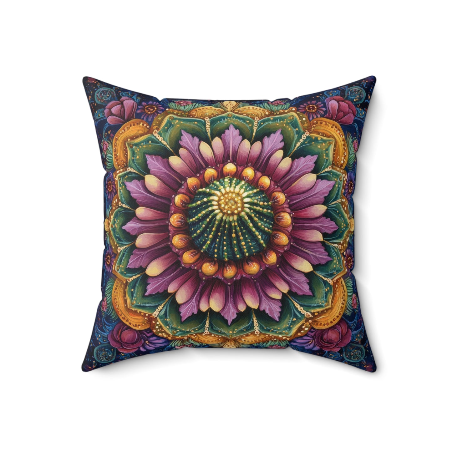 Cactus Mandala Decorative Pillow, Cactus Home Decor Pillow