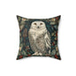 William Morris Inspired Snow Owl Winter Botanicals Home Decor Pillow