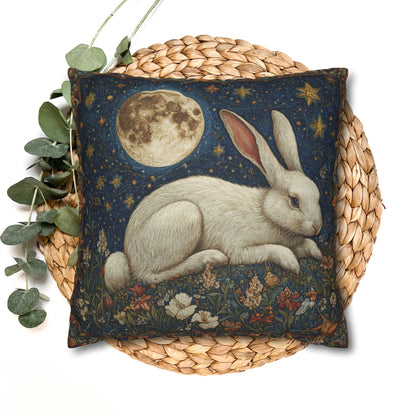Victorian Whimsy Full Moon Rabbit Decorative Pillowcase