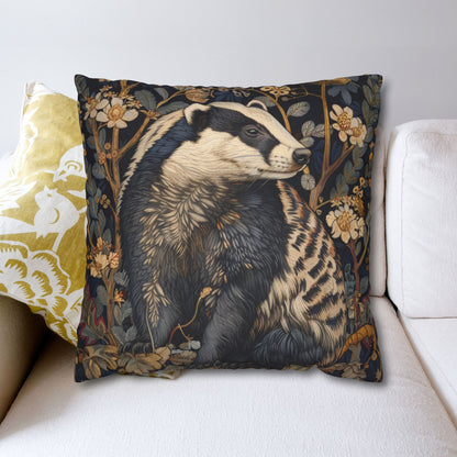 William Morris Badger Pillowcase: Woodland Elegance Polyester Square Pillow
