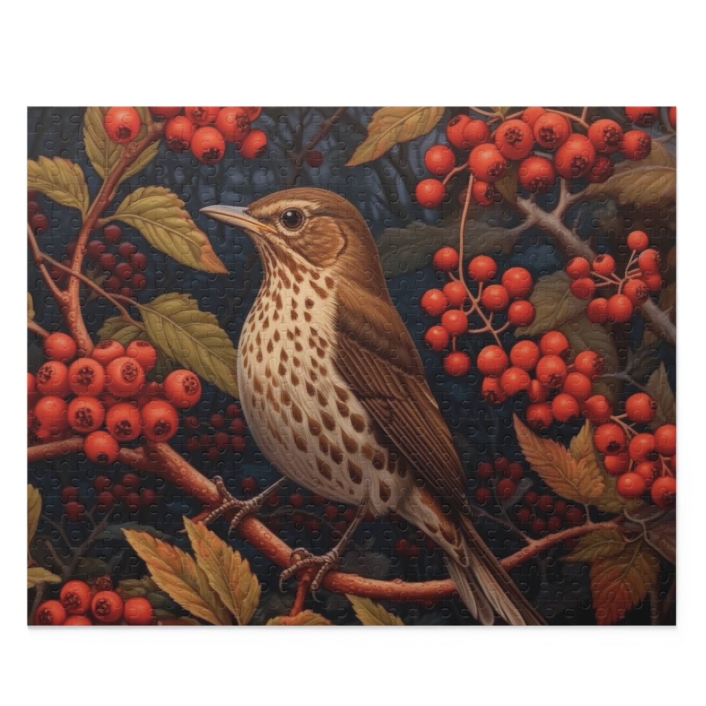 Song Thrush Bird William Morris Inspired (120, 252, 500-Piece) Adult Jigsaw Puzzle, Gift Him Her