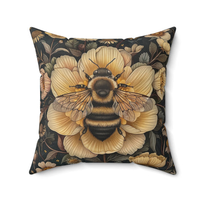 Botanical Bumblebee Pillow: William Morris Art Nouveau Cushion
