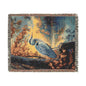 Woven Heron Woven Blanket, Autumn Lake Scene, Nature-Inspired Bird Throw, Cozy Tapestry Blanket for Wildlife Bird Lovers