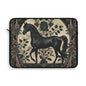 Black Stallion Laptop Sleeve, William Morris Inspired Vintage Horse Art Case, Elegant Floral Laptop Cover (12”, 13”, 15”)
