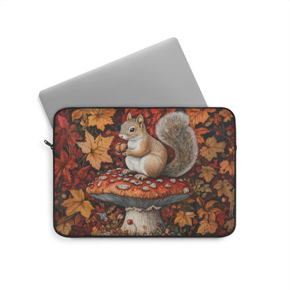 Squirrel In A Leafy Paradise Fall Season Laptop Sleeve, William Morris Design, Protective Case, Gift for Nature Lovers