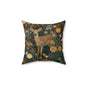 Woodland Fawn Floral Pillow, William Morris Style Baby Deer Botanical Decorative Cushion