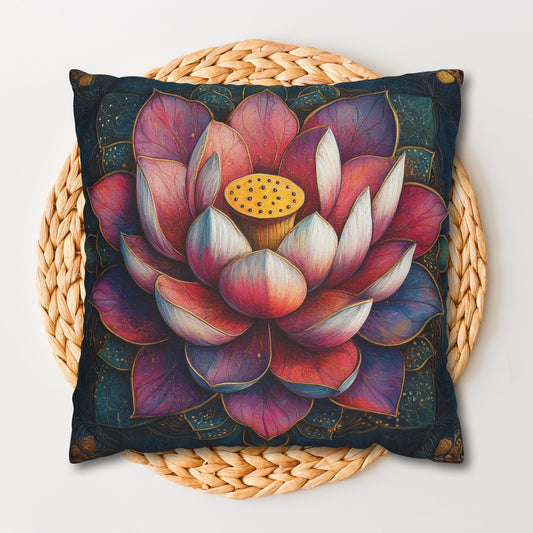 Art Deco Lotus Mandala Decorative Pillowcase
