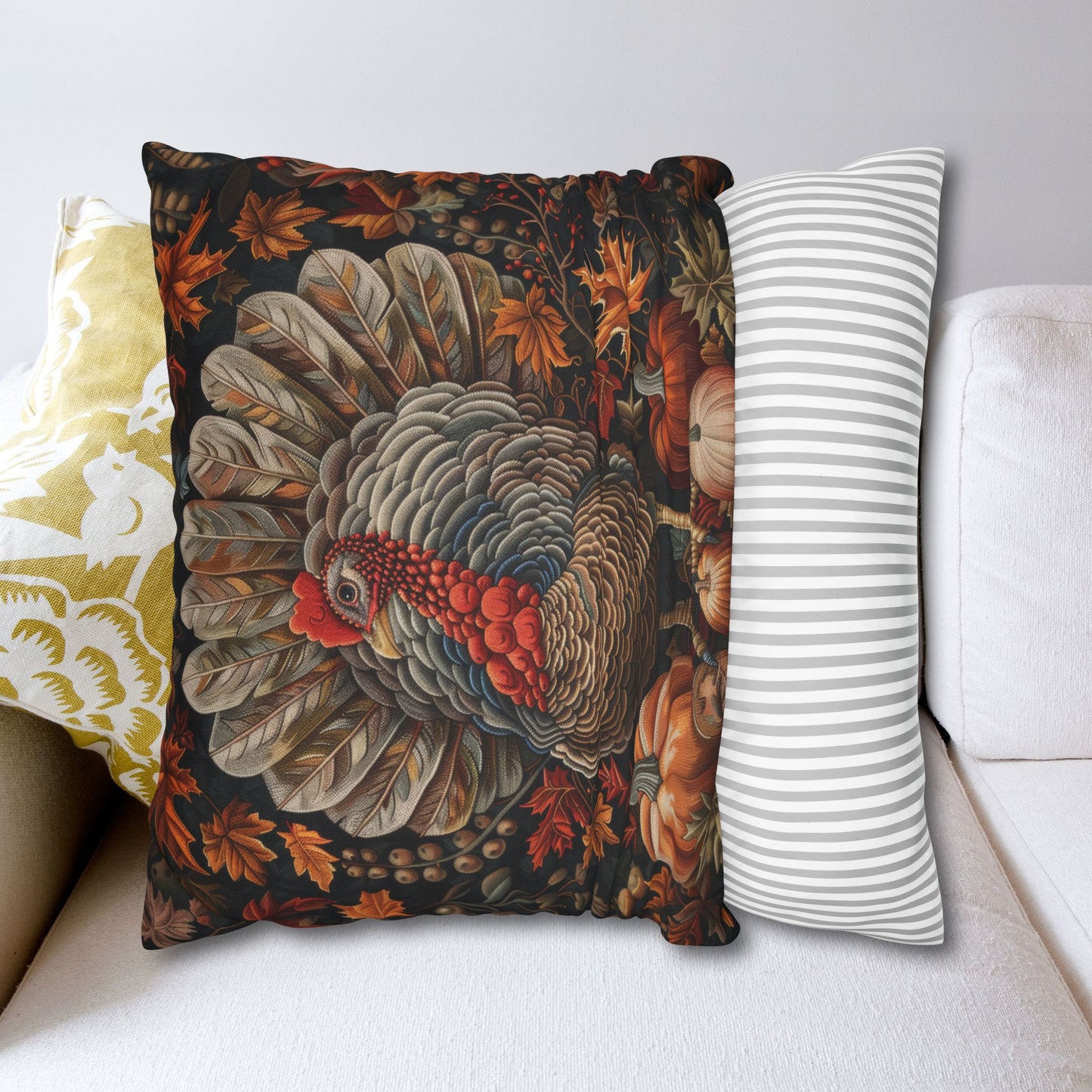 Thanksgiving Turkey Pillowcase: William Morris Inspired Fall Decor