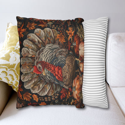 Thanksgiving Turkey Pillowcase: William Morris Inspired Fall Decor