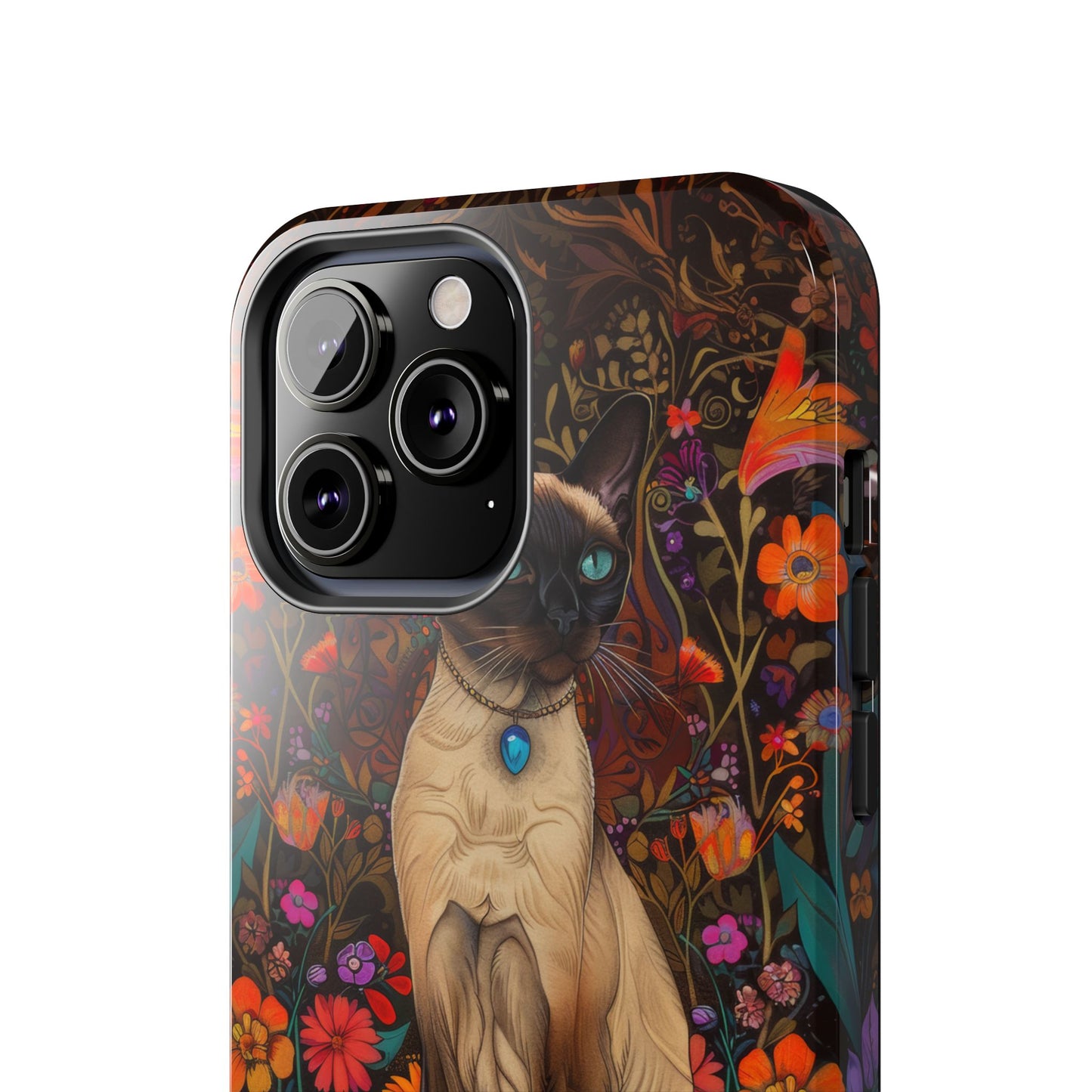 Art Deco Siamese Cat In The Style of William Morris iPhone Tough Case