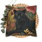 Black Panther Pillowcase, Elegant Botanical Animal Cushion, William Morris Inspired Floral Jungle