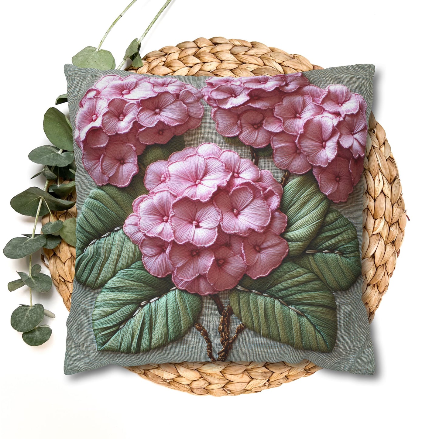 Pink Hydrangea Pillowcase Botanical Floral Accent