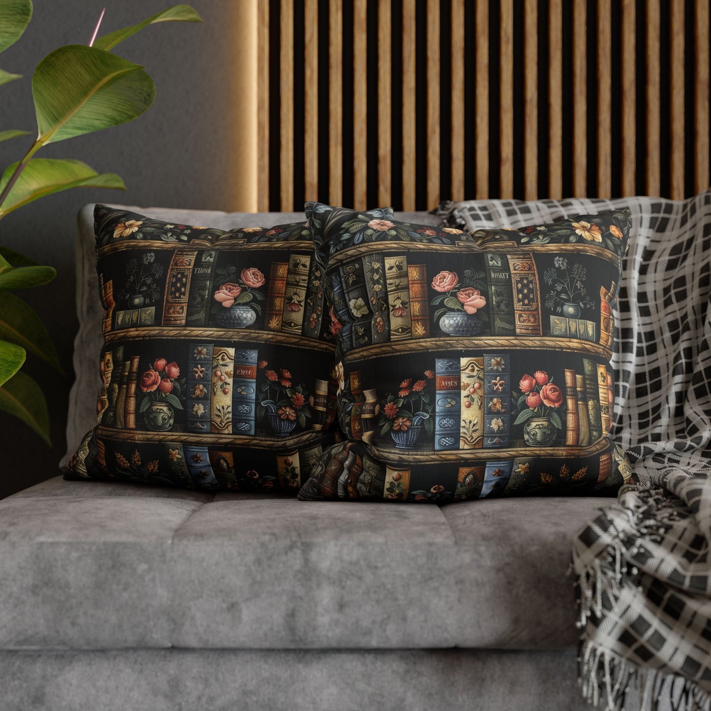 Whimsical Bookshelf Botanicals William Morris Style Pillowcase