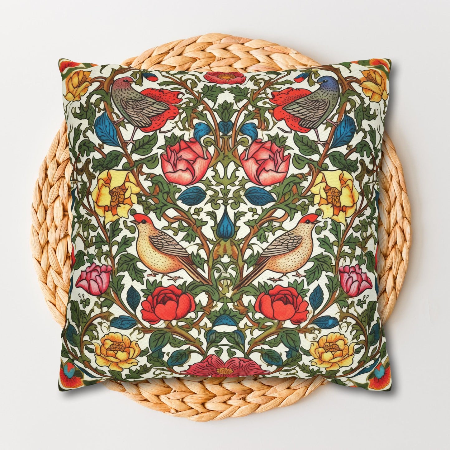 Vintage Pattern Rose And Bird Pillowcase