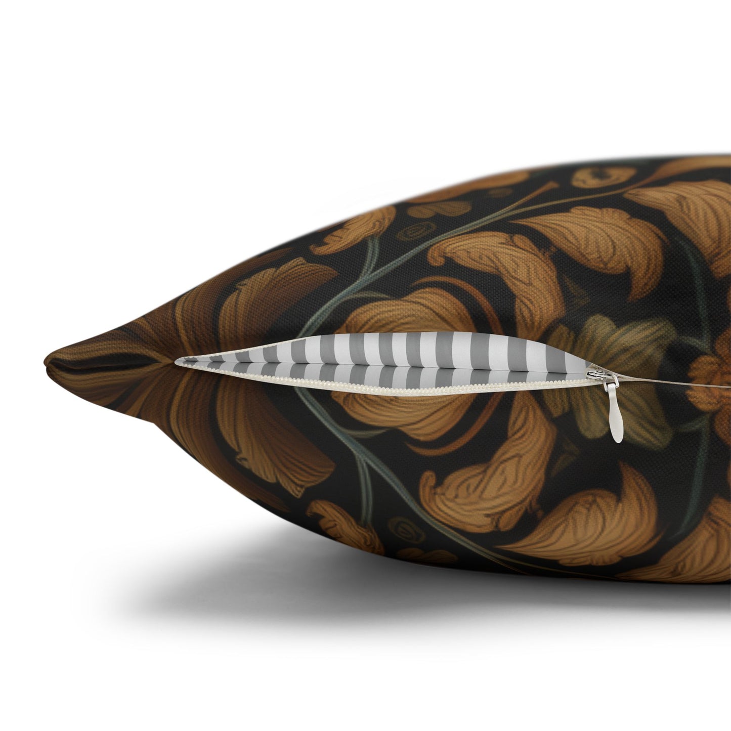 Golden Alpaca Floral Pillowcase, William Morris Style Botanical Animal Cushion Home Décor