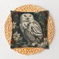 Snowy Owl Pillowcase, Winter Woodland Cushion, William Morris Inspired
