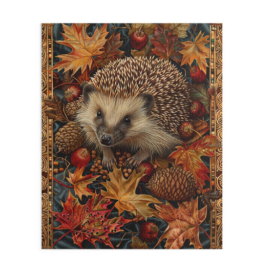 Hedgehog Fall Leaves William Morris Inspired Puzzle Box (120, 252, 500-Piece) Family Jigsaw Puzzle, Puzzle Box Gift