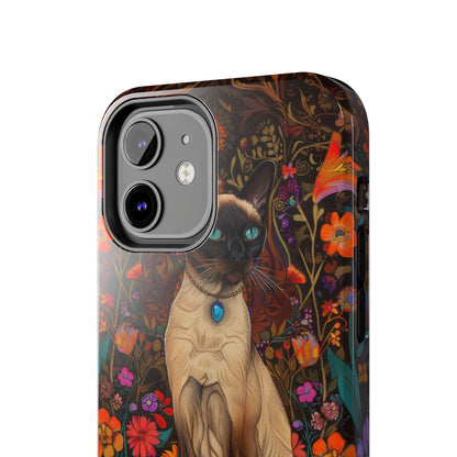 Art Deco Siamese Cat In The Style of William Morris iPhone Tough Case