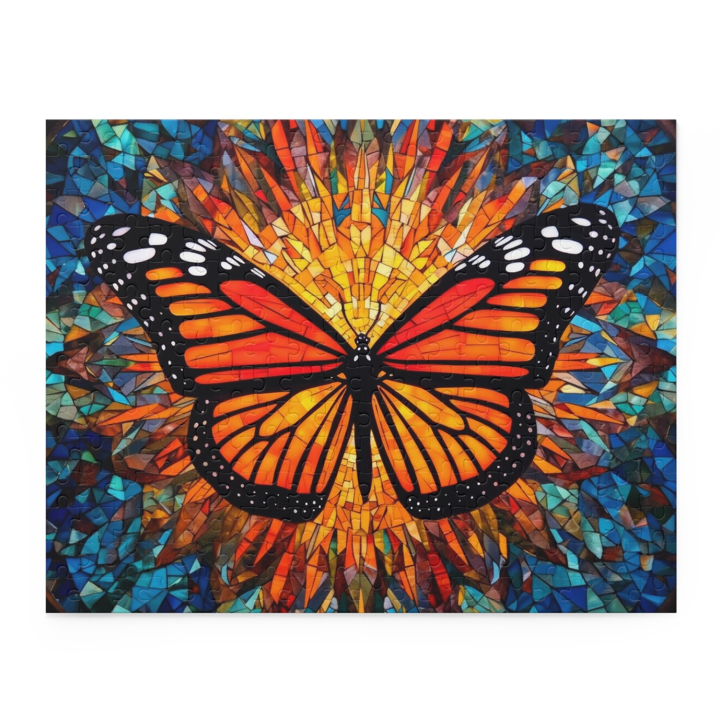 Colorful Monarch Stained Glass Jigsaw Puzzle (120, 252, 500-Piece)  Gift-Ready Box, Adult Jigsaw Puzzle, Gift Him Her