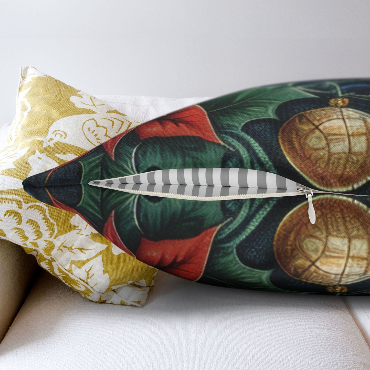 Christmas Tree Pillowcase, Holiday Throw Cushion, Festive Decor Gift, Elegant William Morris Inspired Design