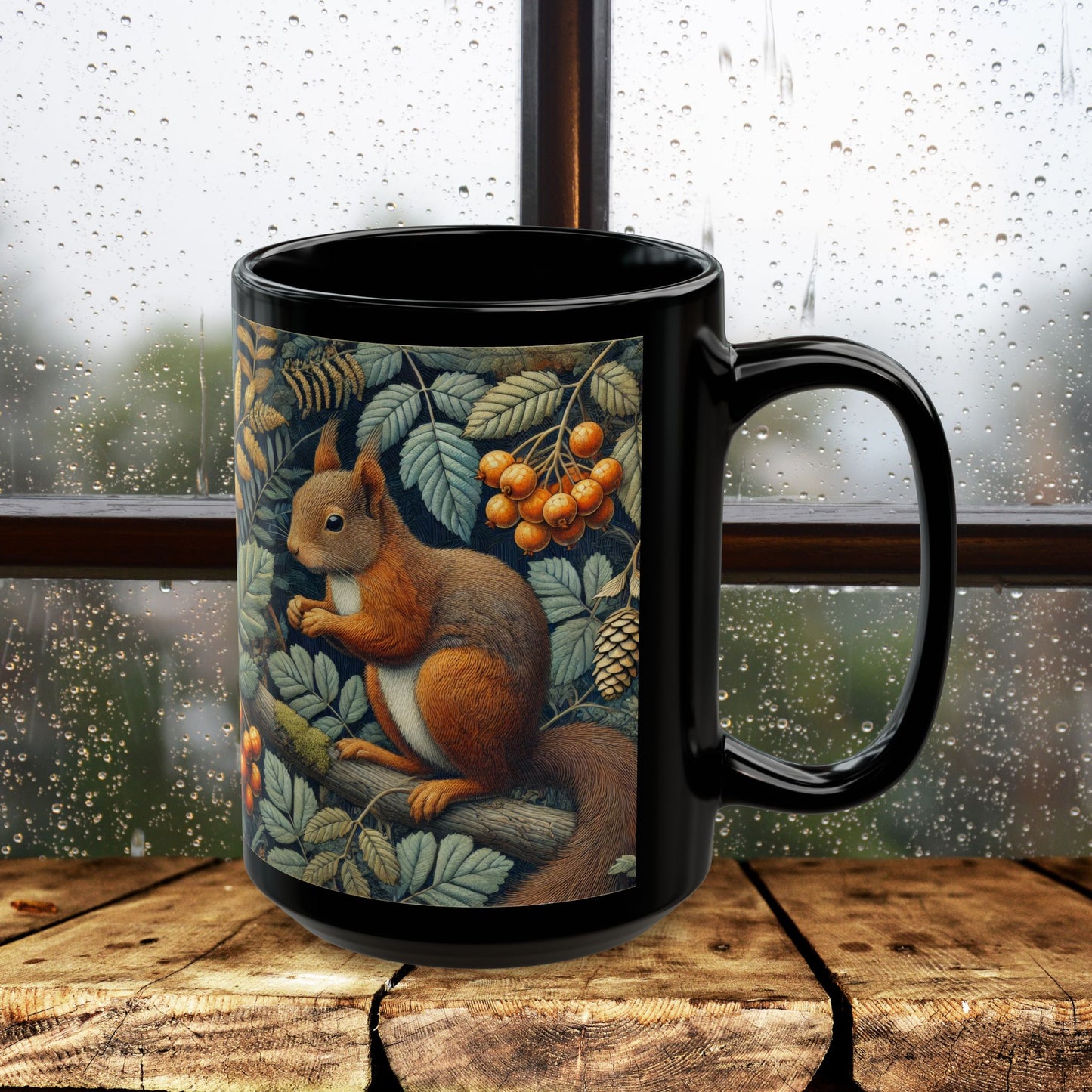 William Morris Squirrel Mug: Woodland Berry Design, Nature Lover Gift
