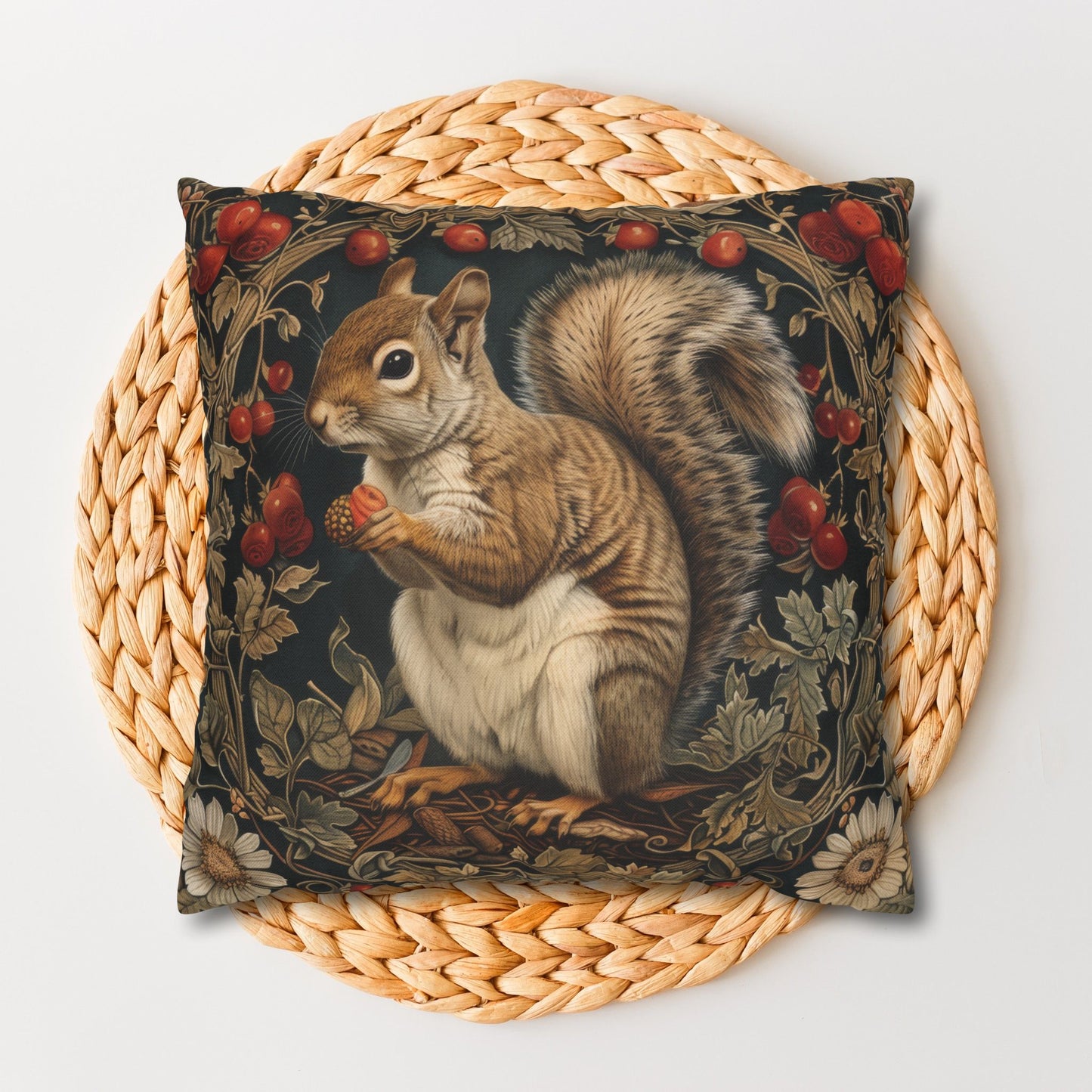 Botanical Squirrel Throw Pillowcase