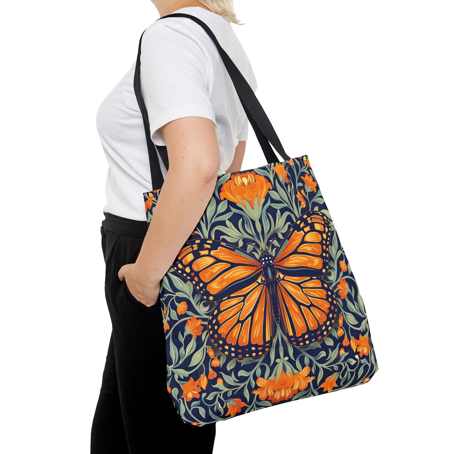 William Morris Inspired Monarch Butterfly Spring Tote Bag, Eco-Friendly Carryall