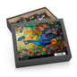 Stained Glass Peacock Wildflowers Puzzle Box (120, 252, 500-Piece) Family Jigsaw Puzzle, Puzzle Box Gift