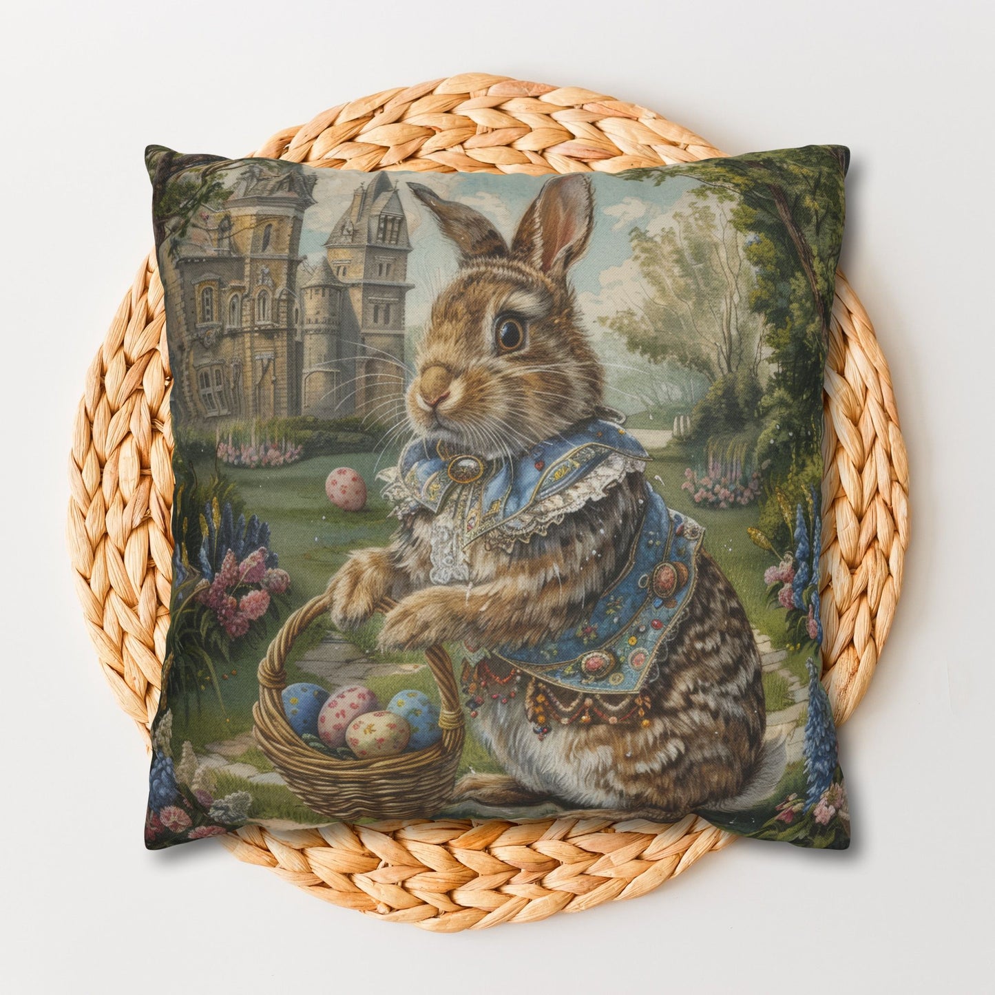 Rococo Bunny Easter Eggs Pillowcase: William Morris Style Decor