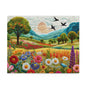 Embroidered Spring Wildflowers Jigsaw Puzzle (120, 252, 500-Piece) Gift-Ready Box, Adult Jigsaw Puzzle