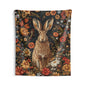 William Morris Inspired Brown Hare With Winter Flowers Indoor Wall Tapestries,