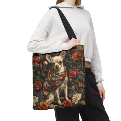 William Morris Inspired Chihuahua Tote Bag, Eco-Friendly Carryall