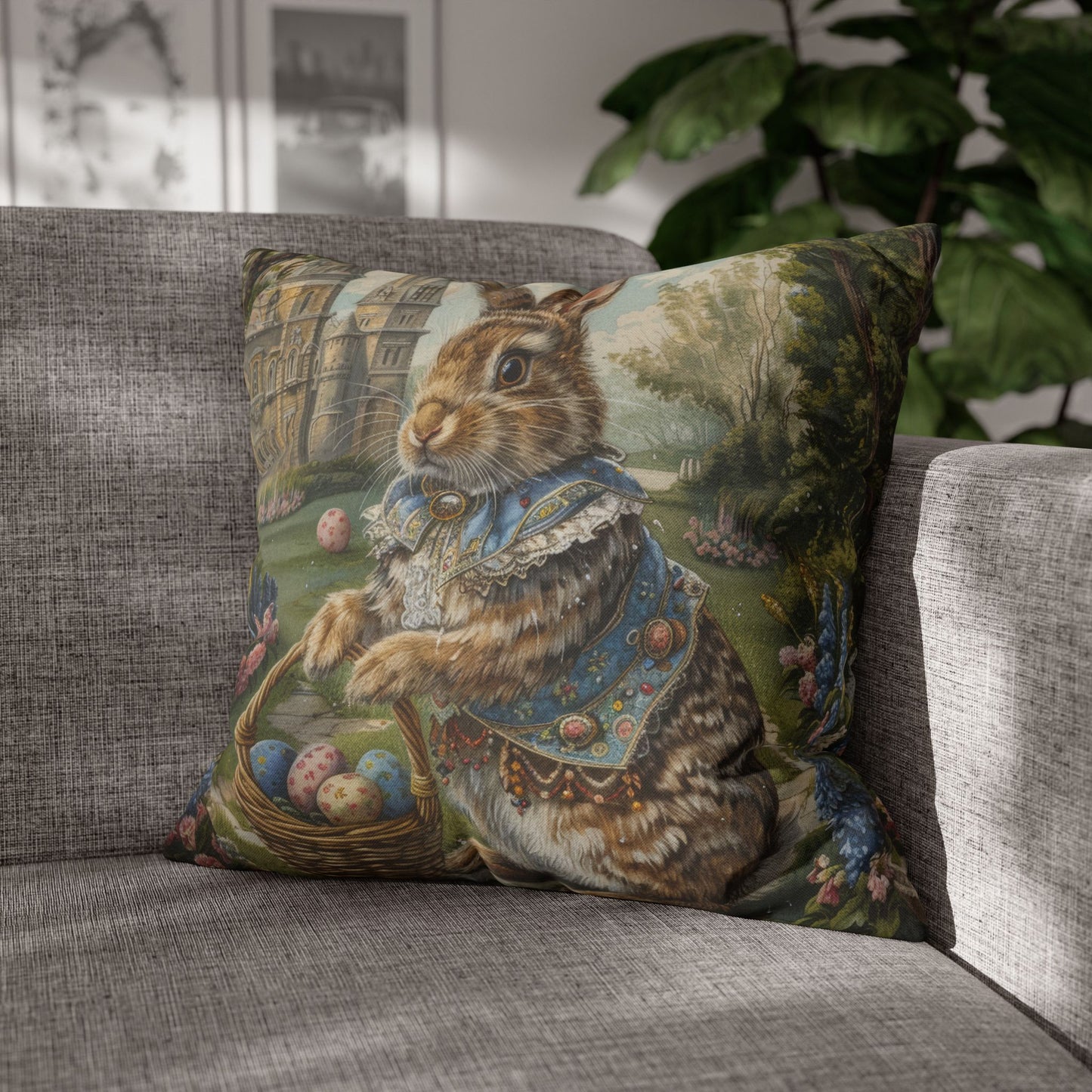 Rococo Bunny Easter Eggs Pillowcase: William Morris Style Decor