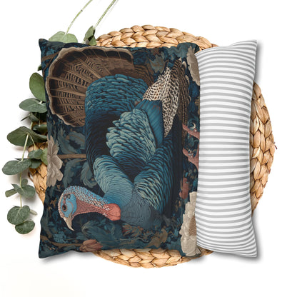 Thanksgiving Turkey Pillowcase, William Morris Style Cushion, Fall Decor, Polyester Cover