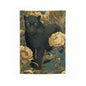 Midnight Panther Floral Tapestry, Blue & Gold Botanical Wall Hanging