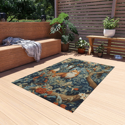 Outdoor Rug - Woodland Fox  Aesthetic Rectangle Area Rug