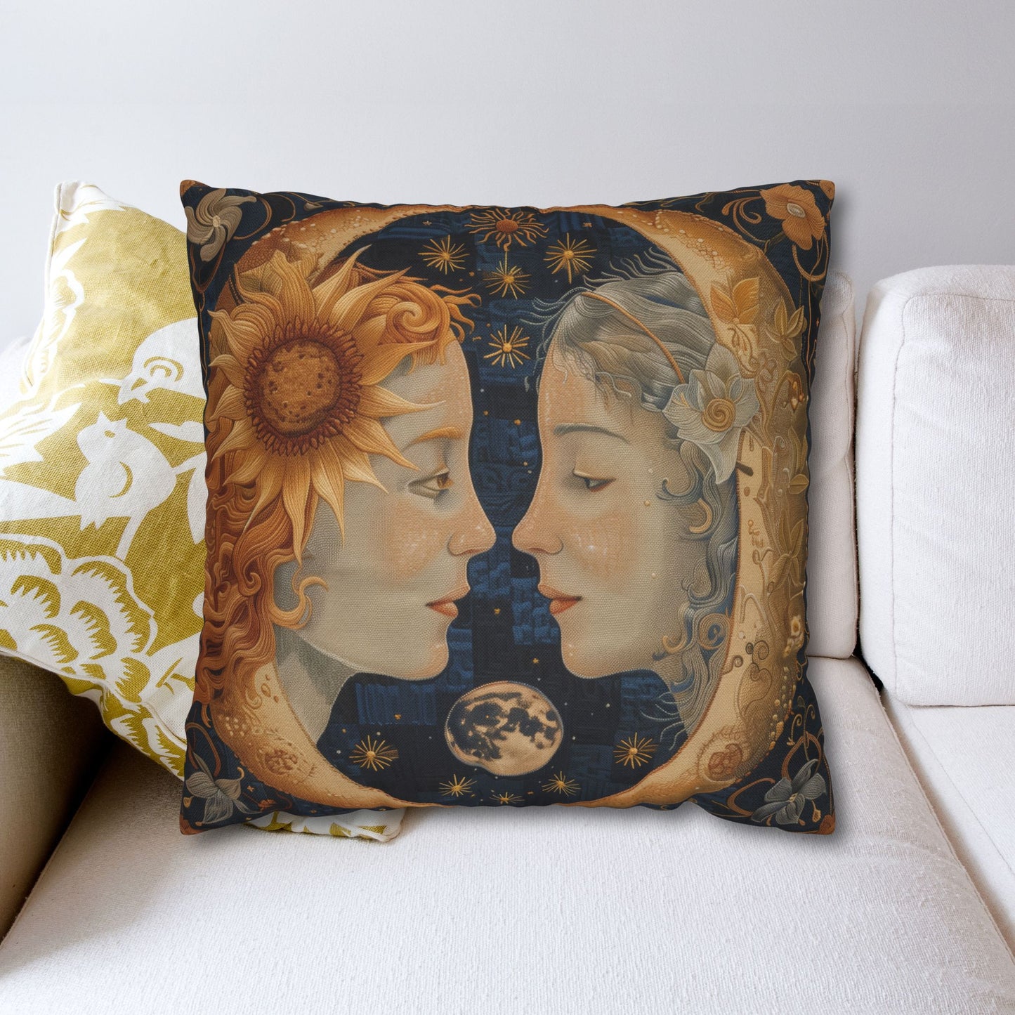 Celestial Embrace Pillow case| Moon & Sun Decor, Astrology Home Accent, Cozy Gift for Astrology Lovers, Living Room Cushion, Boho Pillow