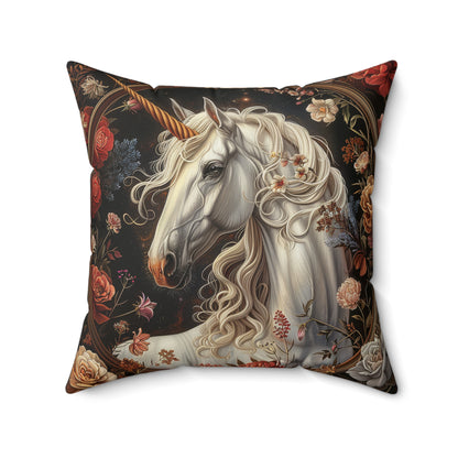 White Unicorn Botanical William Morris Inspired Victorian Pillow Home Decor