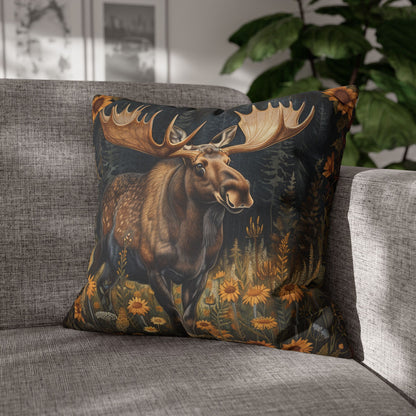 William Morris Inspired Rustic Moose Sunflower Pillowcase