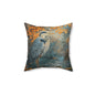 Autumn Heron Throw Pillow: Rustic Lake Scene Wildlife Decor
