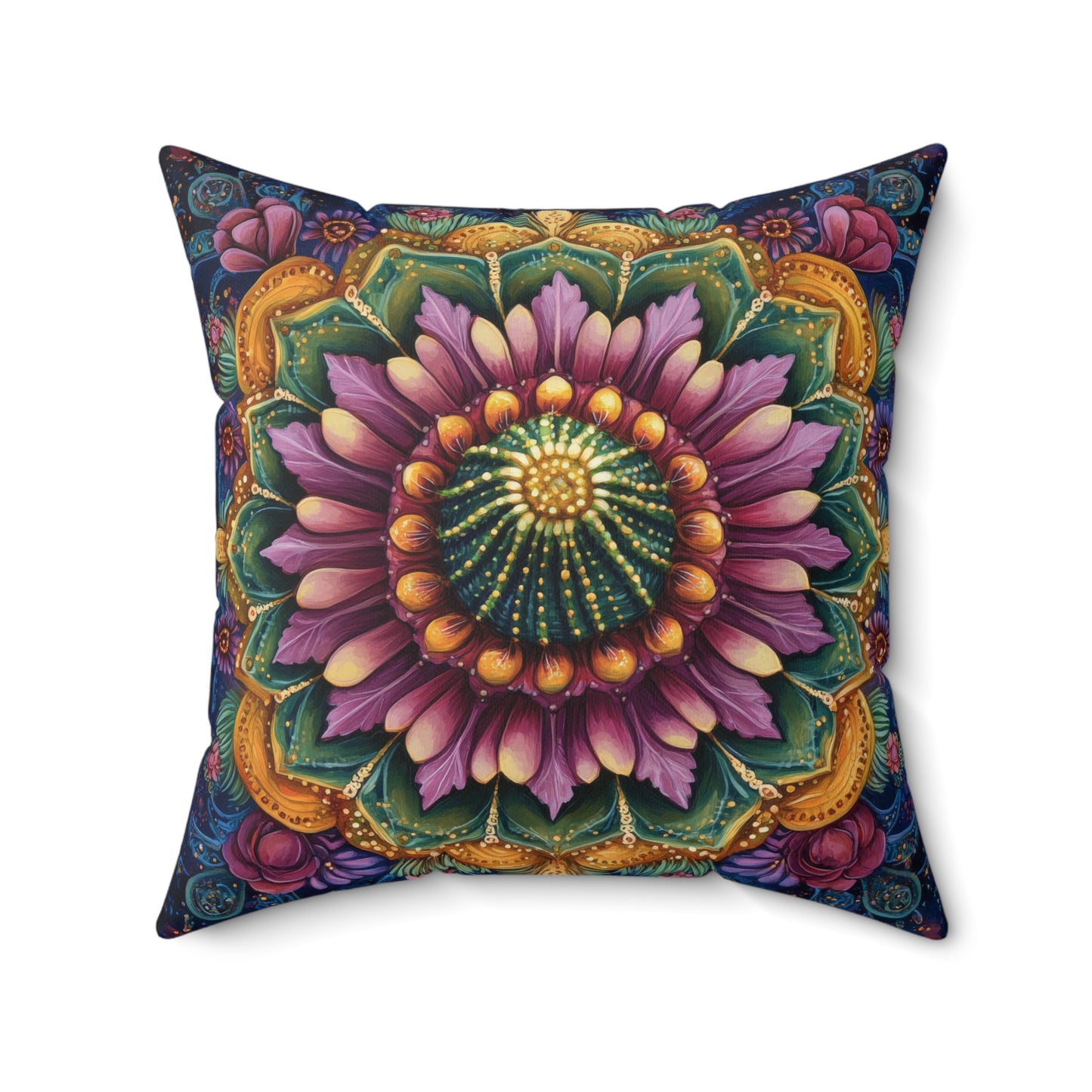Cactus Mandala Decorative Pillow, Cactus Home Decor Pillow