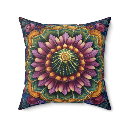 Cactus Mandala Decorative Pillow, Cactus Home Decor Pillow