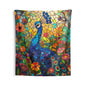 Tapestry of Peacock Faux Stained Glass, Vibrant Psychedelic, Art Wall Tapestries