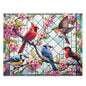 Stained Glass of 5 Spring Birds Jigsaw Puzzle (120, 252, 500-Piece) Adult Jigsaw Puzzle, Gift Him Her